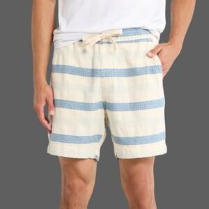Lucky Brand Dobby Stripe Cotton Drawstring Shorts Size M NWT Blue Multi Stripe